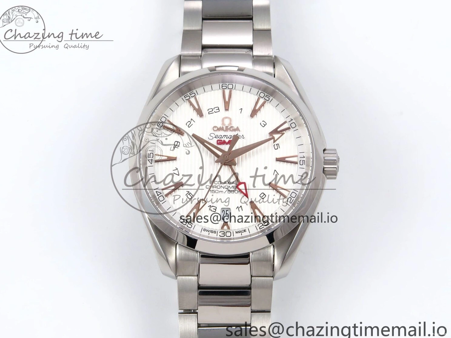 0508 Snug Aqua Terra 150M GMT OMF 1:1 Best Edition White RG Textured Dial on SS Bracelet A 7714